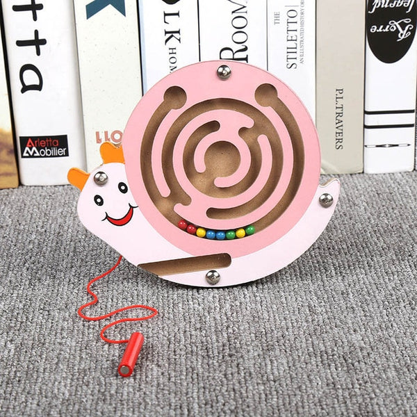 Wooden Magnetic Track Maze Toy Cute Animal Cartoon Toy Brain Teaser Intellectual Jigsaw Board Kids Early Educational Puzzle Game