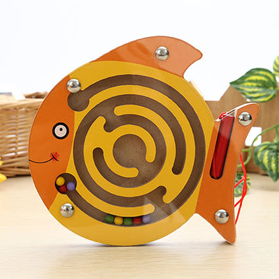 Wooden Magnetic Track Maze Toy Cute Animal Cartoon Toy Brain Teaser Intellectual Jigsaw Board Kids Early Educational Puzzle Game