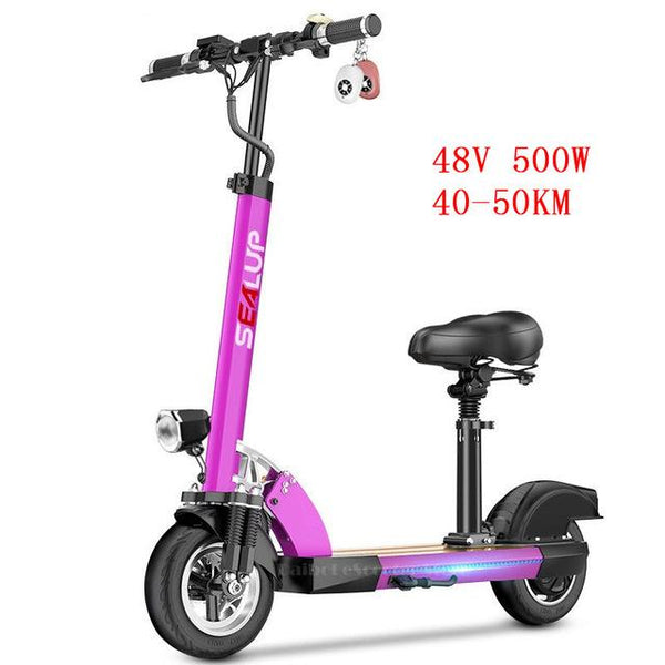 Folding Electric Kick Scooter Two Wheels Electric Bicycles 10 Inch 48V 500W 100KM Smart Pink/Purple Ladies Electric Bike