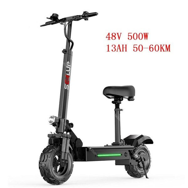 Off Road Electric Bike 2 Wheels Electric Bicycles 11 Inch 500W 48V Portable Folding Electric Skateboard Scooter With Seat