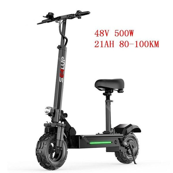 Off Road Electric Bike 2 Wheels Electric Bicycles 11 Inch 500W 48V Portable Folding Electric Skateboard Scooter With Seat