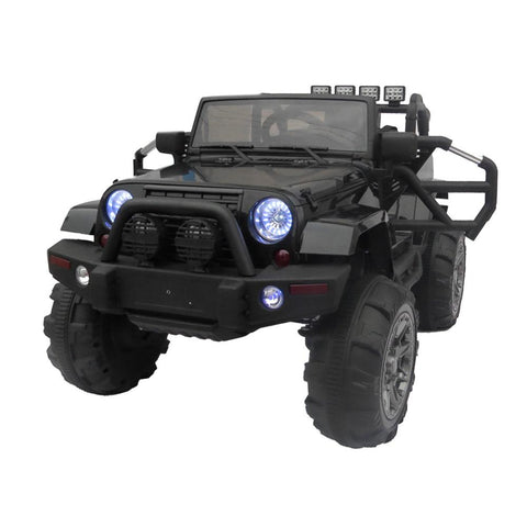 12V Ride On Black Jeep MP3 RC Remote Control LED Lights