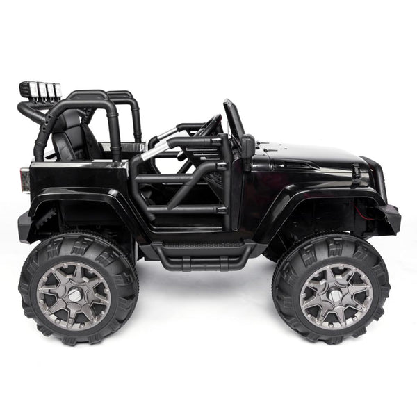 12V Ride On Black Jeep MP3 RC Remote Control LED Lights