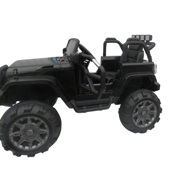 12V Ride On Black Jeep MP3 RC Remote Control LED Lights