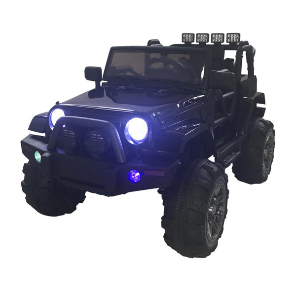 12V Ride On Black Jeep MP3 RC Remote Control LED Lights