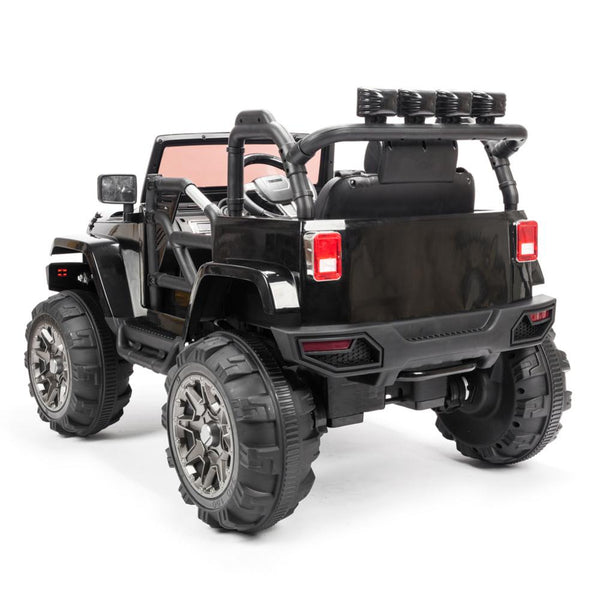 12V Ride On Black Jeep MP3 RC Remote Control LED Lights