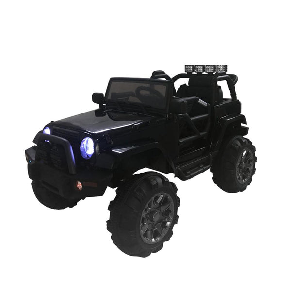 12V Ride On Black Jeep MP3 RC Remote Control LED Lights